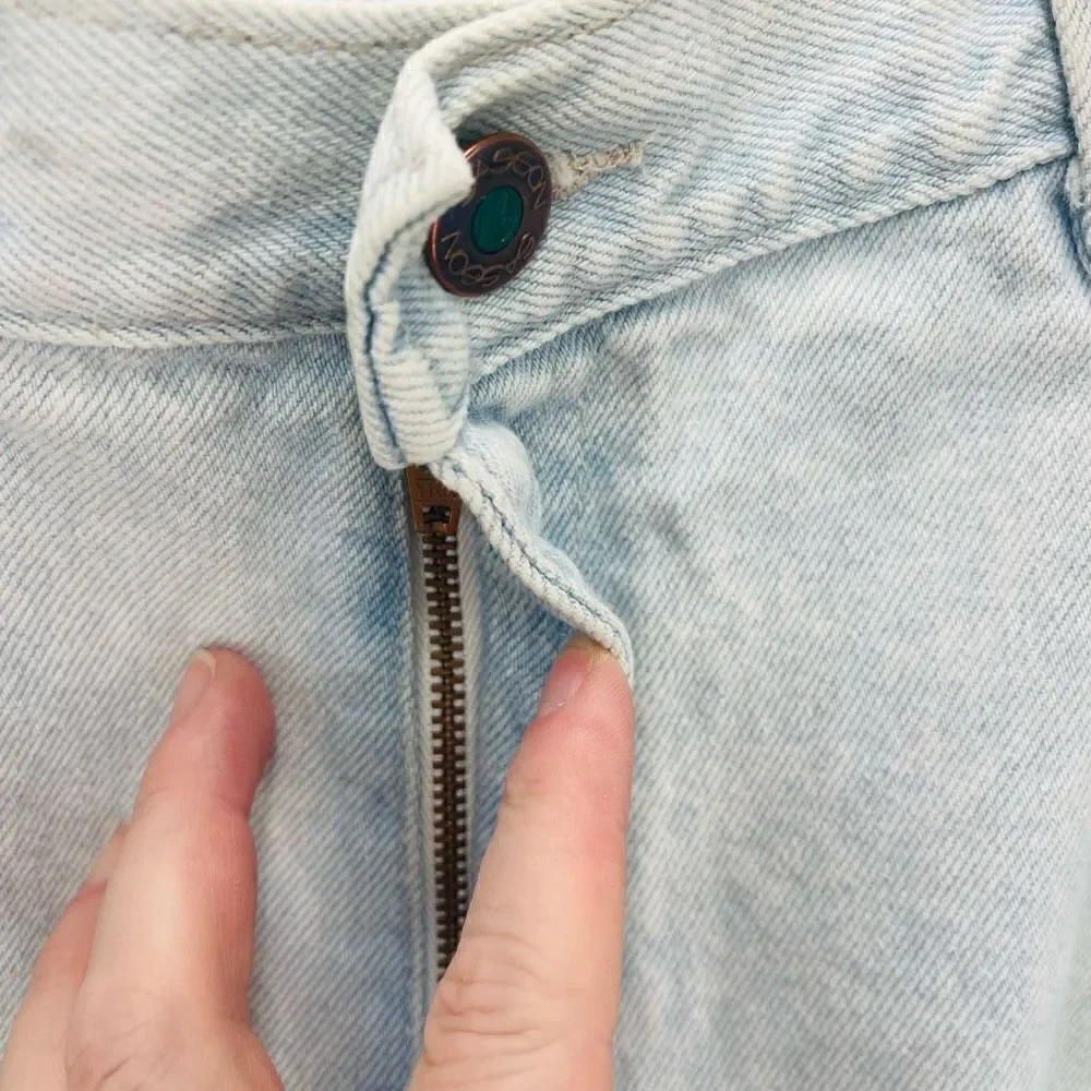 Sasson vintage balloon Denim Mom Jeans Wide Leg Crop Ankle High Rise Light Wash